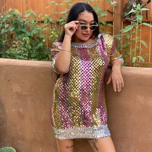 Lilli Diamond of California Vintage 1970s Sequin Disco Mini Dress